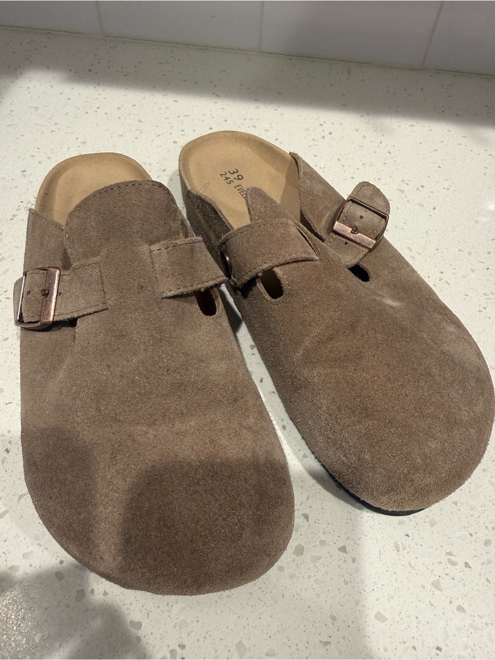 Suede Slip-On Clog in Brown